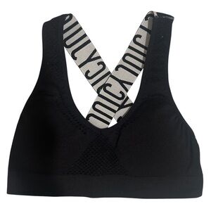 Juicy Couture Intimates Logo Crossback V-Neck Sports Bra Black Women’s Small